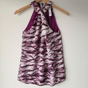 CALVIN KLEIN Purple Printed Halter Neck Blouse